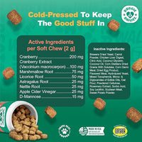 Doggie Dailies Cranberry Supplement for Dogs - Urinary Tract, Bladder & Kidney Support for Dogs - Cranberry for dogs with Marshmallow Root, Licorice Root & Apple Cider Vinegar (Chicken) 225 Soft Chews