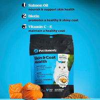 Cat Skin & Coat Health Crunchy & Creamy Chews - Omegas, Vitamin C + E, Biotin Supplement, Soothes Skin and Promotes Shiny Coat, Cat Supplements & Vitamins - Chicken (30-Day Supply)