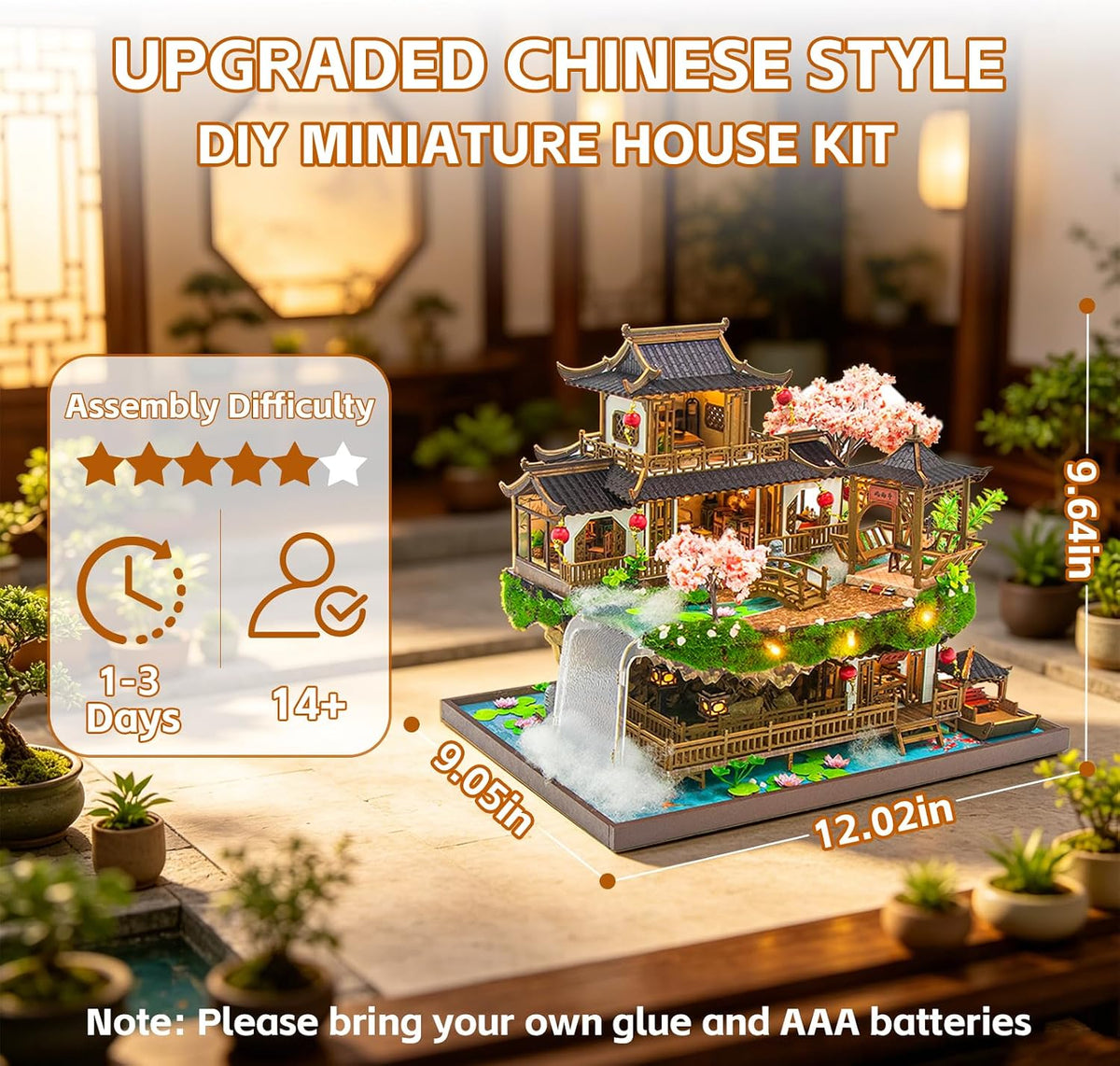 OZJAY Warm Christmas Lodge miniature house kit for adults with LED lights - view 35