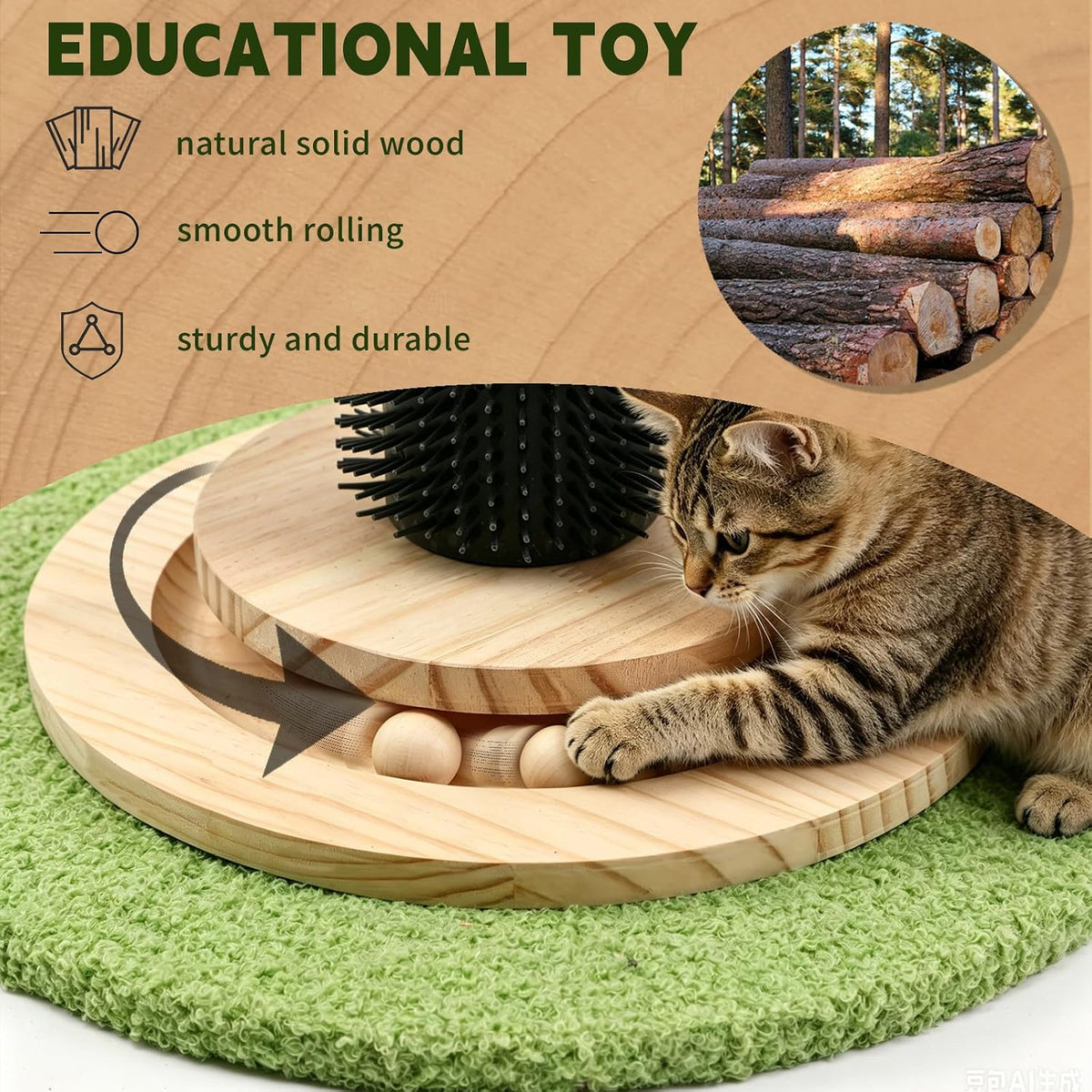 40'' Tall Sisal Cat Scratching Post - green-39.4inch - image 2