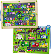 2 in 1 Magnetic Color and Number Maze Double-Sided ABC Alphabet - One Size / Car