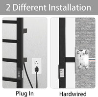KEG Towel Warmer 4 Bars for Bathroom Wall Mounted Bath Towel Heater Hardwired and Plug-in with Built-in Timer Matte Black