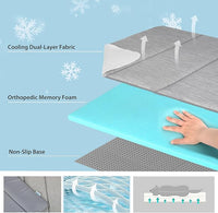 Dog Cooling Mat for Large Dogs - 35x23 Orthopedic Memory Foam Pet Pad for Summer, QMAX>0.5, Washable Premium Comfort Crate Pad for Your Furry Companion, Grey,