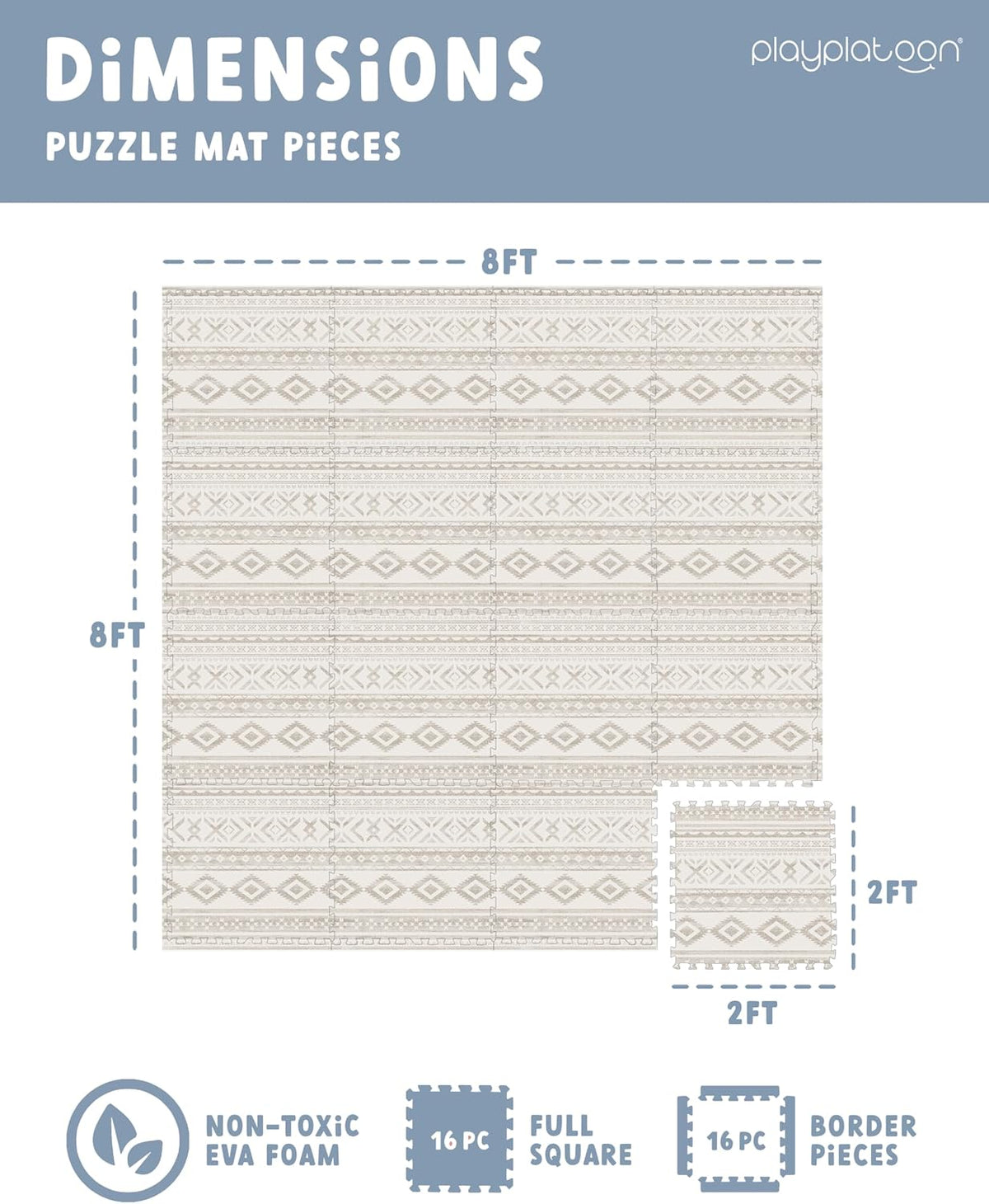 Play Platoon Kids Play Mat, 9 Tile 72x72 Inch - 96"L x 96"W x 0.6"Th / Canyon - image 2