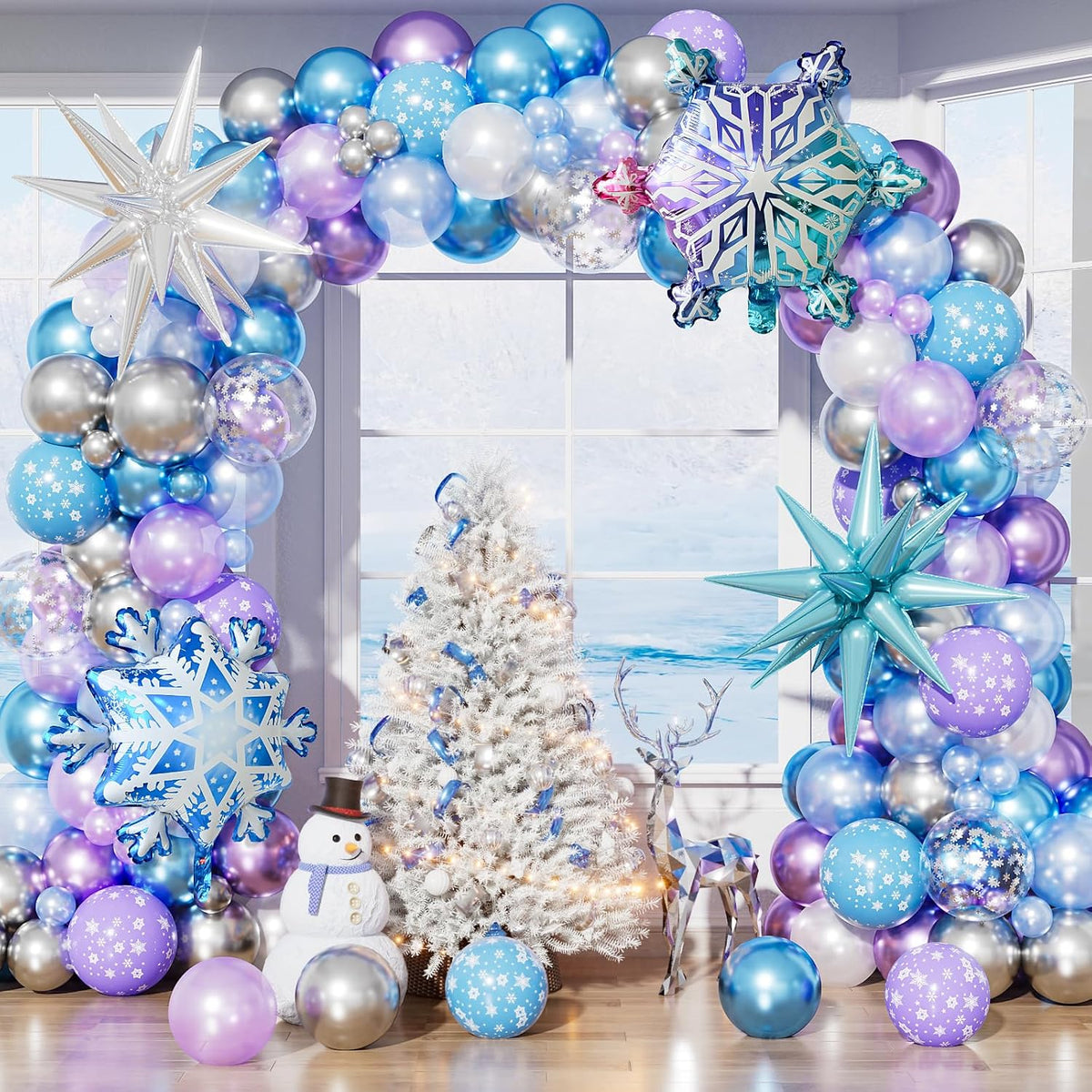 Pastel Rainbow Balloons Arch Garland Kit for Pastel Party Decor – Fun for Kids & Family - Winter Wonderland