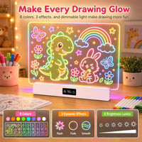 OUTON 16 inch rechargeable LED drawing board for kids in white with glowing doodles - view 7