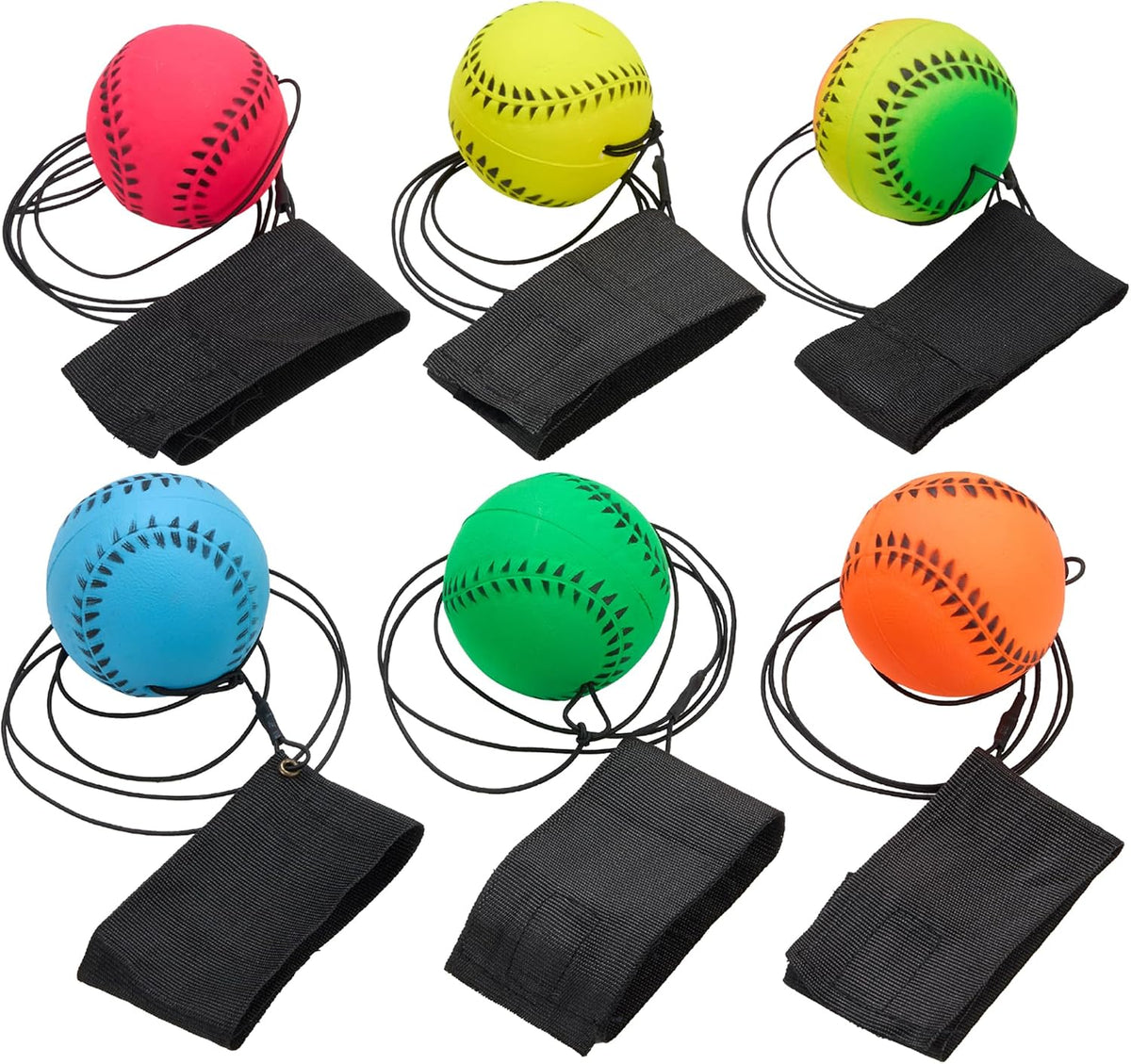 Playbees 12 neon wrist baseballs on elastic cords with Velcro wristbands - view 3