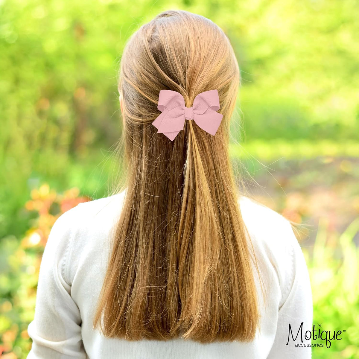 Motique Accessories 4 inch dusty rose grosgrain hair bow for girls on a metal alligator clip - view 31
