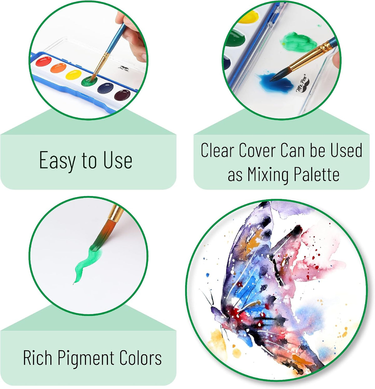 Mr. Pen, Washable Watercolors, 8 Colors with Paint Brush - 36 Pack - image 4