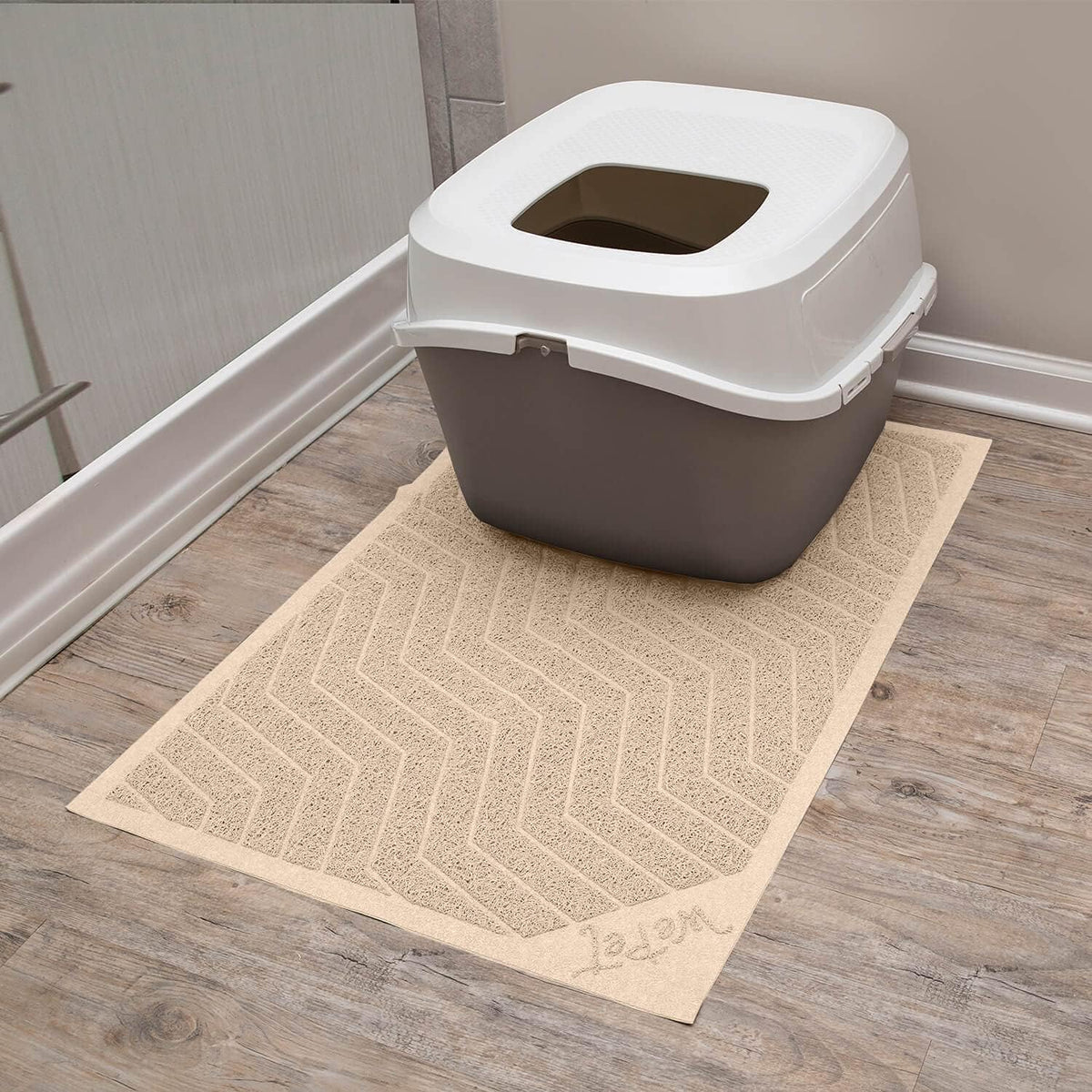 Cat Litter Box Mat, Kitty Premium PVC Pad, Durable Trapping Rug - 35x23 Inch (Pack of 1) / #01 Beige - image 2
