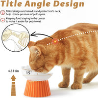 Ceramic Raised Cat Bowl，Tilted Raised Cat Bowl Anti Vomit Cat Bowls - Orange - image 3
