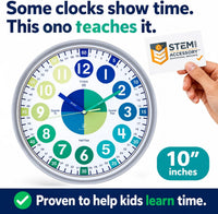 OWLCONIC Kids Teaching Clock, Learning Clock, Silent 10in - Blue Green - image 2