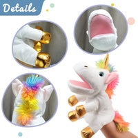 Hopearl white plush unicorn hand puppet with open movable mouth, 12 inches - view 30