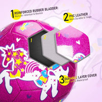 ZOOJOY size 3 kids soccer ball with pink unicorn glitter design - view 19