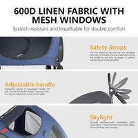 Extra Large Dog Stroller for Medium & Large Pets - Foldable Design, Adjustable Handle, Up to 130 lbs(Blue)