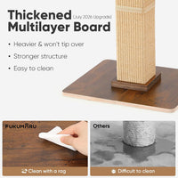 FUKUMARU Retro-Style Cat Scratching Post with Perch for Indoor Adult - Brown - image 3