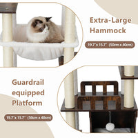 Modern Cat Tree, 76'' Tall Cat Tower, 3 Big Platform GCT103WB - Rustic Brown / 70.9 inches - image 4