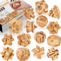 Tuauoe wooden brain teaser puzzles, 12 natural wood Kongming locks - view 2