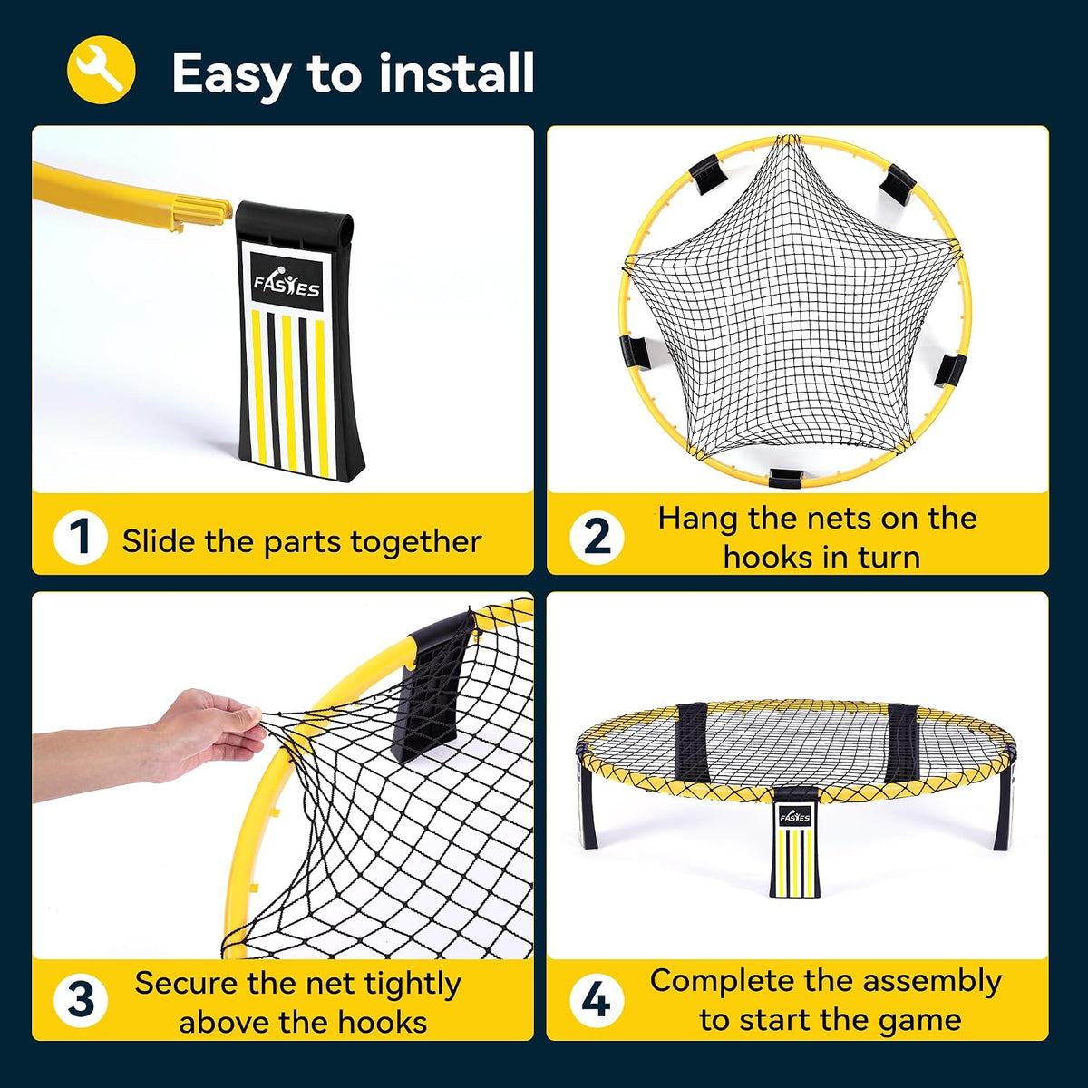 Fastes roundnet game set with round net, three balls and carrying bag - view 8