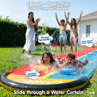 JAMBO Premium Triple Water Slide with 3 Bodyboards - 22ft Double Lane Multicolor - image 2