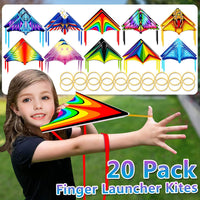 Tcvents mini finger launcher kites for kids with rubber band launchers in bright prints - view 14
