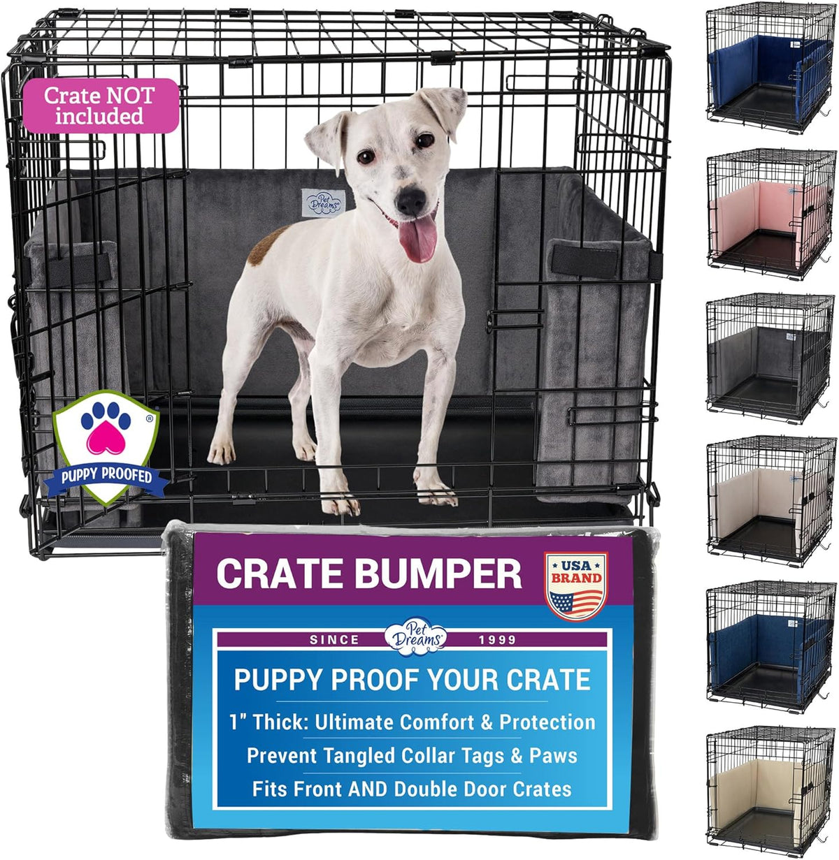 Pet Dreams Dog Crate Bumper - 24.0"L x 18.0"W x 10.0"H / Graphite Grey