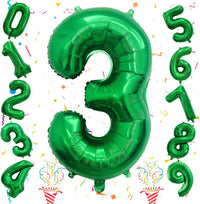 Checkered Number Balloon 1 - Dark Green / Number 3