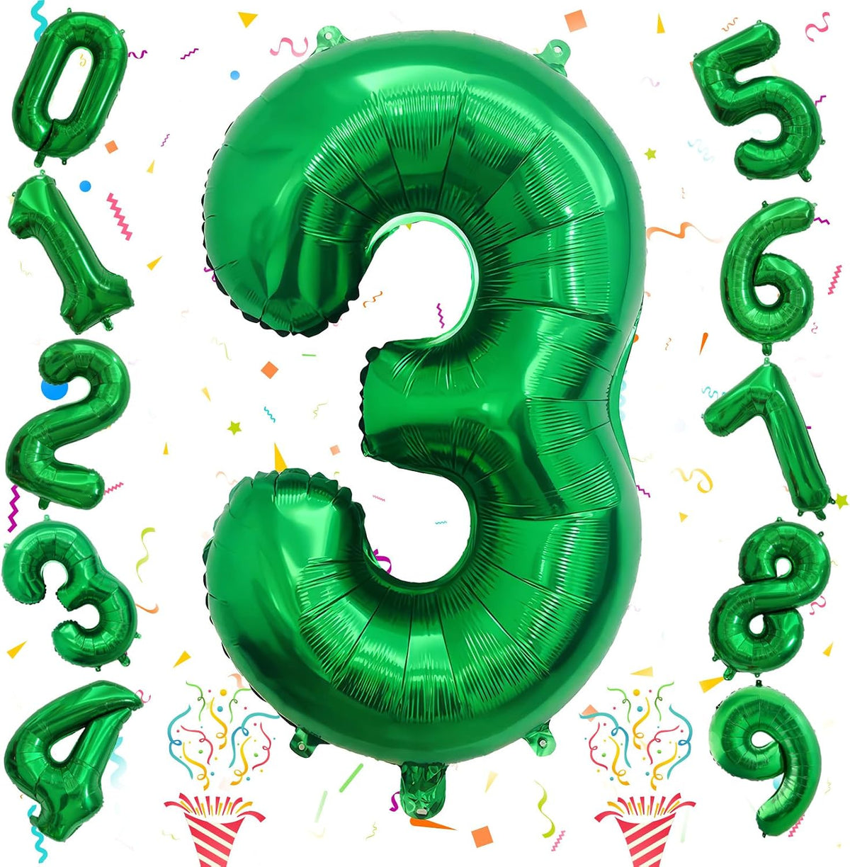 Checkered Number Balloon 1 - Dark Green / Number 3