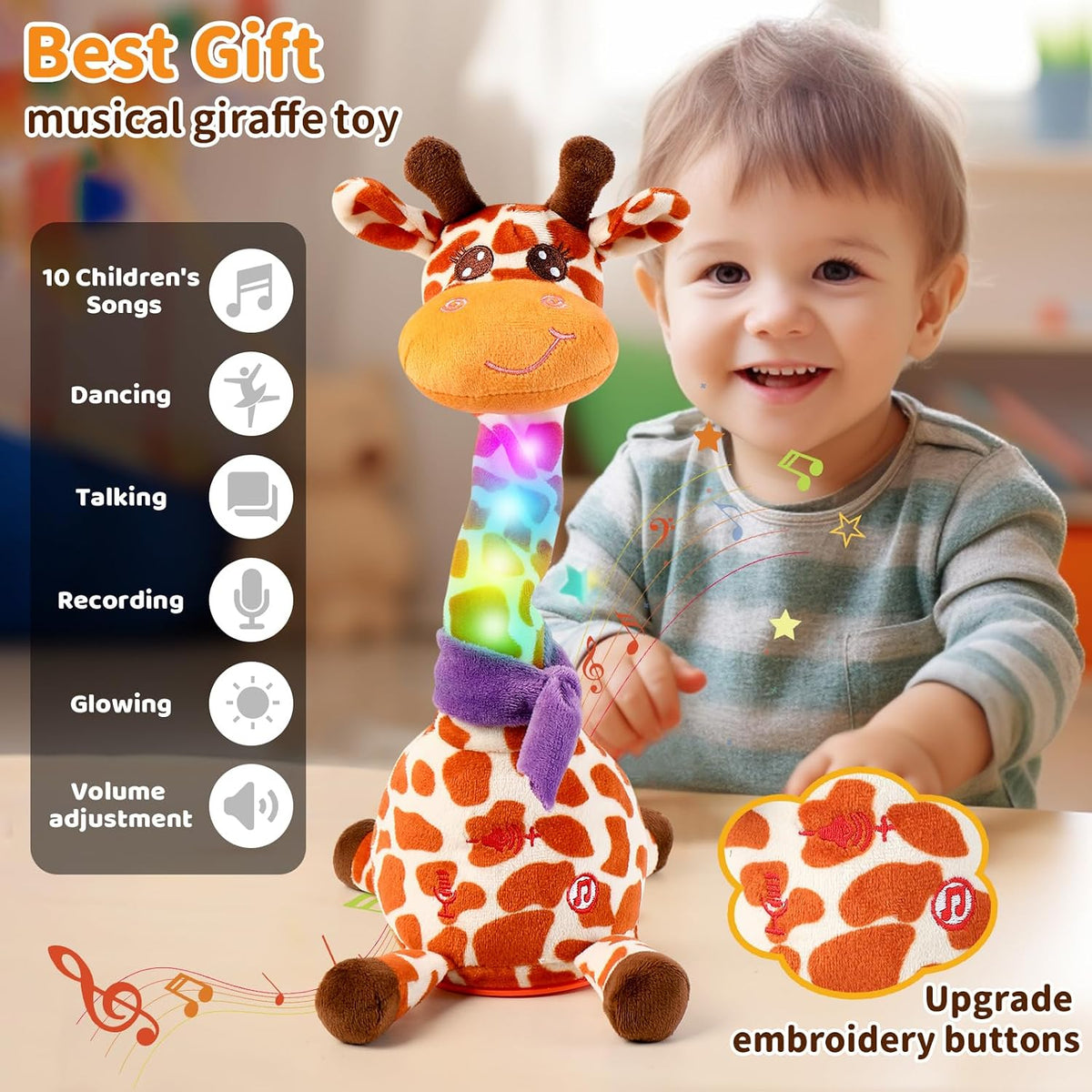 Emoin Adjustable Volume Control Dancing Cactus Toy Talking Cactus Toy - Dancing giraffe toy-adjustable volume - image 2