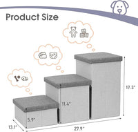 Heeyoo Dog Stairs with Storage, Foldable Dog Steps for Small Dogs, 3 Tiers Non-Slip Pet Stairs for High Beds Or Couch and Sofa, Hold up to 200 lbs Pet Cat