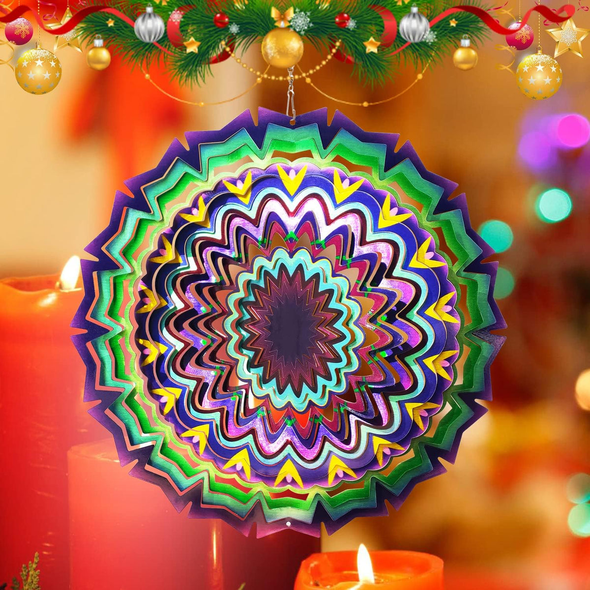 FONMY Wind Spinner Mandala Starry Sky 12 inch 3D Stainless Steel - 12inch / Mdl09 - image 2