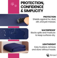 Thin Reversible Waterproof Protective Bed Cover, for Pets - Queen 96 x 82 inch / Blue - image 4