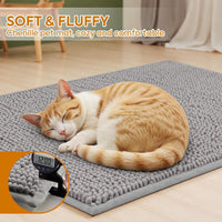 Pieviev Soft Chenille Cat Litter Box Mat, Ultra Absorbent - Grey / XXL-48''X36'' - image 3