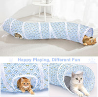 Glittme Cat Tunnel, Cat Tunnels for Indoor Cats - Blue Flowers - image 4