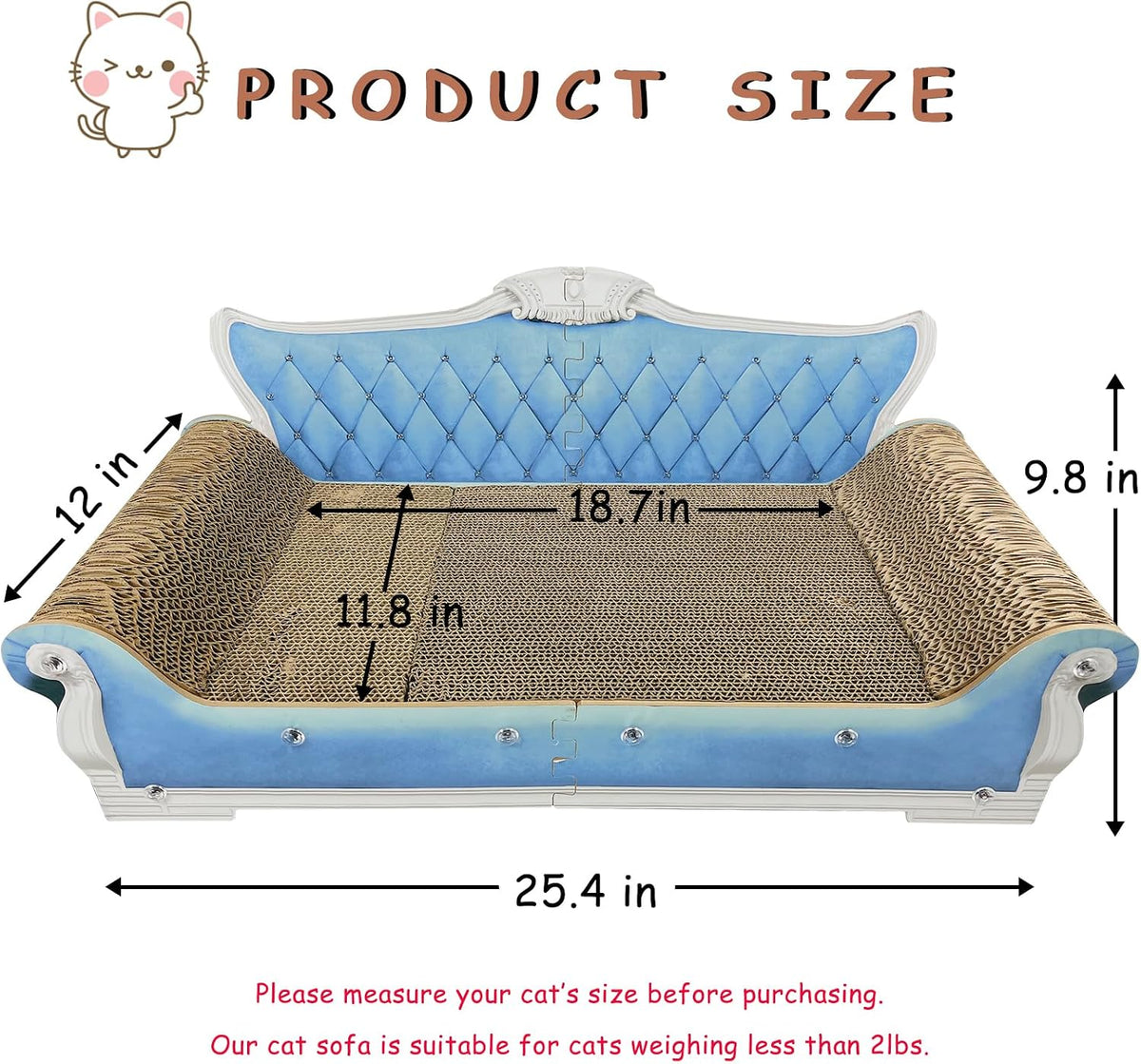 Luxury Cardboard Cat Scratcher Sofa Bed - Blue Sofa - image 3