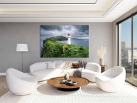 Nature Wall Art Prints - Ocean Forest Mountain Lake Canvas Landscapes - Small to Extra Large Living Room Bedroom Kitchen Bathroom Décor (Stormy Sky Lighthouse, 31L" x 47W")