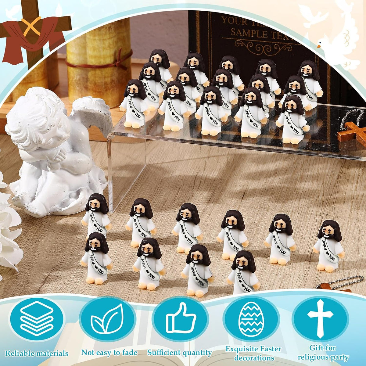 Bememo 25 mini Jesus figures in multicolor rubber, little figurines in robes - view 15