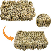 Hamiledyi Rabbit Grass Bed 2PCS Guinea Pig Hay Mat Bunny Natural Straw Woven Bed Rabbit Handmade Bedding Sleeping Grinding Nesting and Chewing Toy for Rabbit Guinea Pig Chinchilla Hedgehog Hamster