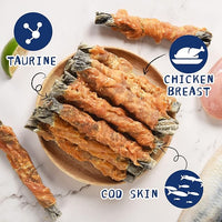 Dog Treat Chicken Wrapped Cod Skins, Fish Chews Rolls for Medium Dogs, Healthy, Rawhide-Free, 12.5 oz