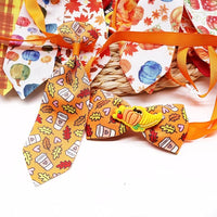 22pcs Fall Dog Bow Tie, Adjustable Bowtie Collar Attachment for Small Medium Pets, Bulk Neckties Set for Thanksgiving Day,Autumn Pet Supplies Charms Hair Costume Accessories(Maple Leaf, Pumpkin)
