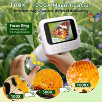 Odatay 1000X Digital Kids Microscope Kit with 12 Slides & 2" Screen - White - image 4