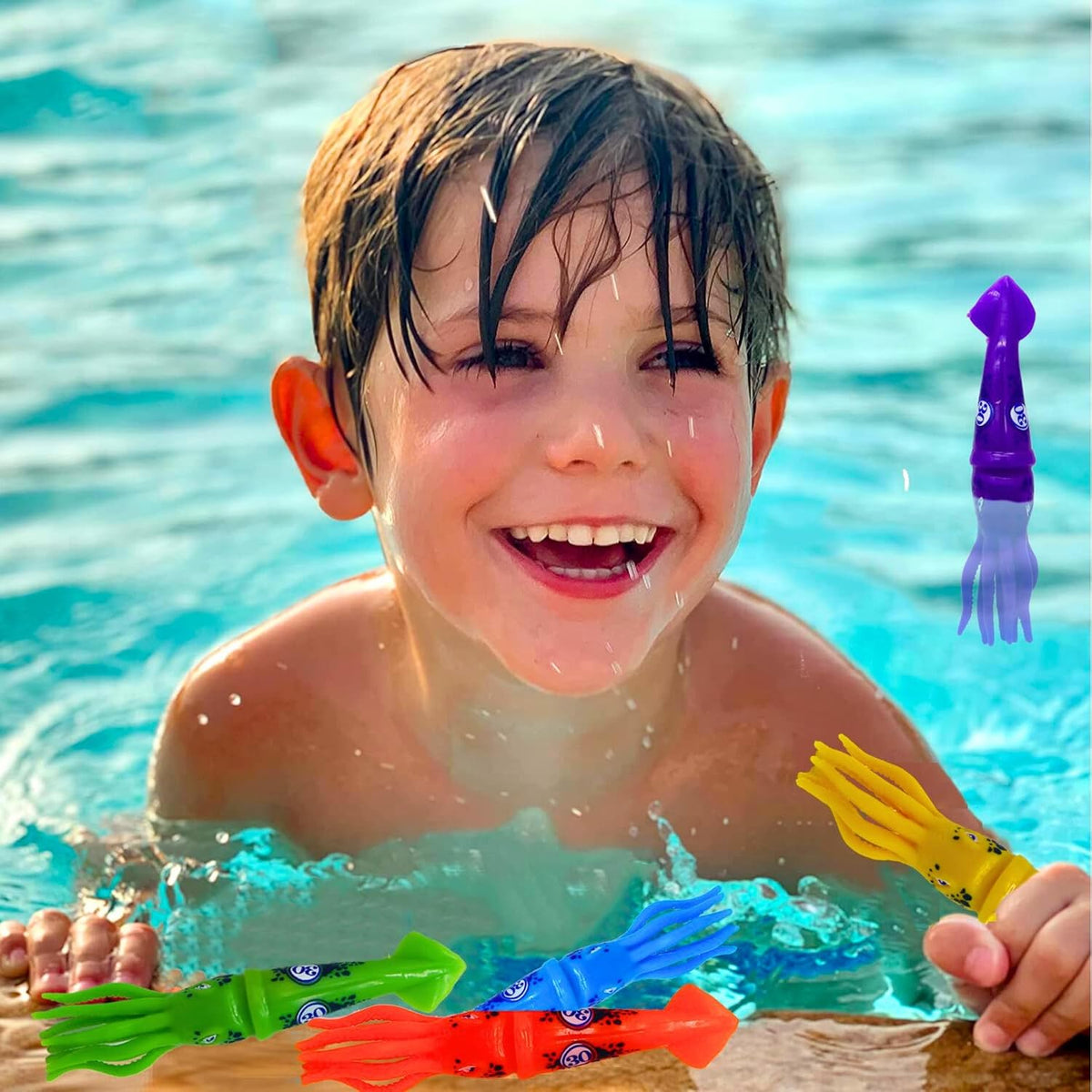 Haktoys Pool Diving Toy Set, Sinking Torpedoes for Kids & Adults - Multicolor Squids - image 2
