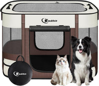 Siedihit 31" Dog Playpen, Cat Puppy Pen - Medium / Brown