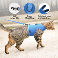 Cat Harness and Leash Set for Walking Escape Proof - Blue / L 8-12 lbs - image 3