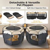 2-in-1 XLarge Cat Playpen - Beige / Round / L, 83.5"L x 41.4"W x 32.3"H - image 2
