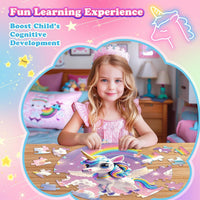 Rifamee 72 piece shimmery round Christmas floor puzzle with Santa delivering gifts - view 4