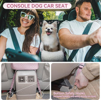PETSFIT Cat Car Seat, Portable Console Dog Car Seat with Safe Protective Hooks, Luxury Pet Car Seat - Pink / Small - image 2