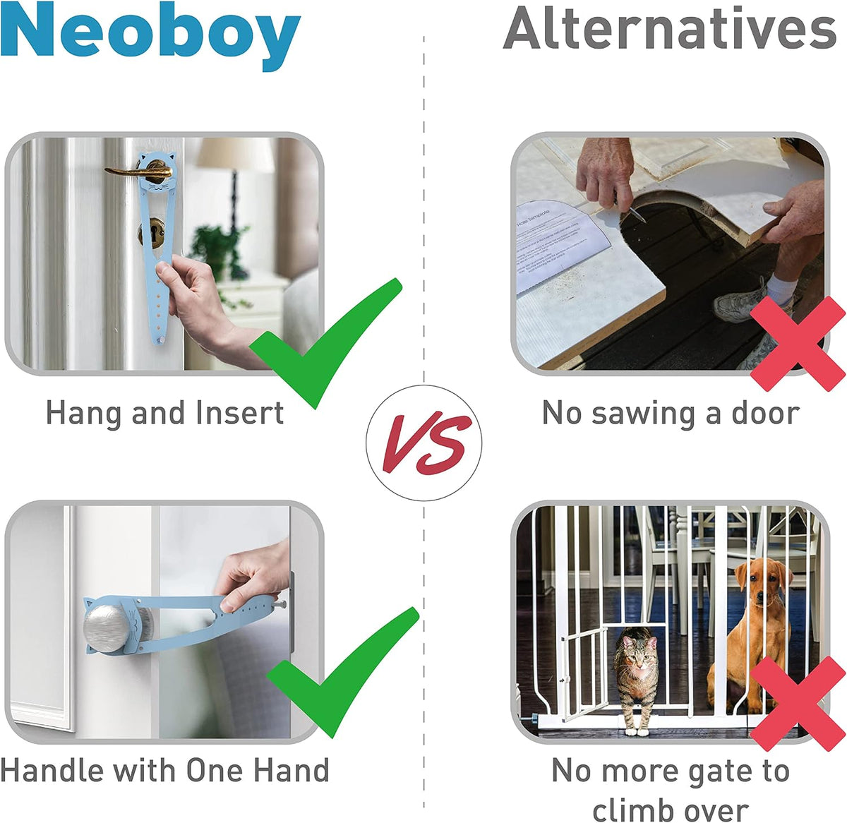 Neobay Cat Door Latch with Stabilizer - Blue 2 Packs - image 3