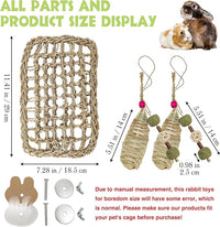 Hamiledyi Rabbit Seagrass Mat Hanging Bunny Chew Toys for Teeth Rabbit Enrichment Activity Mat Small Animal Toys for Guinea Pigs Chinchillas Gerbils Birds