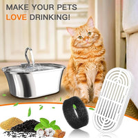 Cat Water Fountain Filters for 108/3.2L& 4L/134oz Stainless Steel Pet Water Dispenser Fountain Filters (6 Filters& 6Sponges) (6 Filters& 6 Sponges)